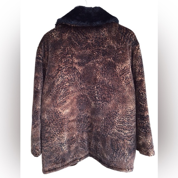Jones New York Animal Print Velour Parka Coat Size Medium - Picture 8 of 9